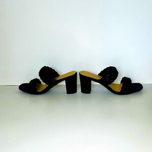 Braided strappy block heel